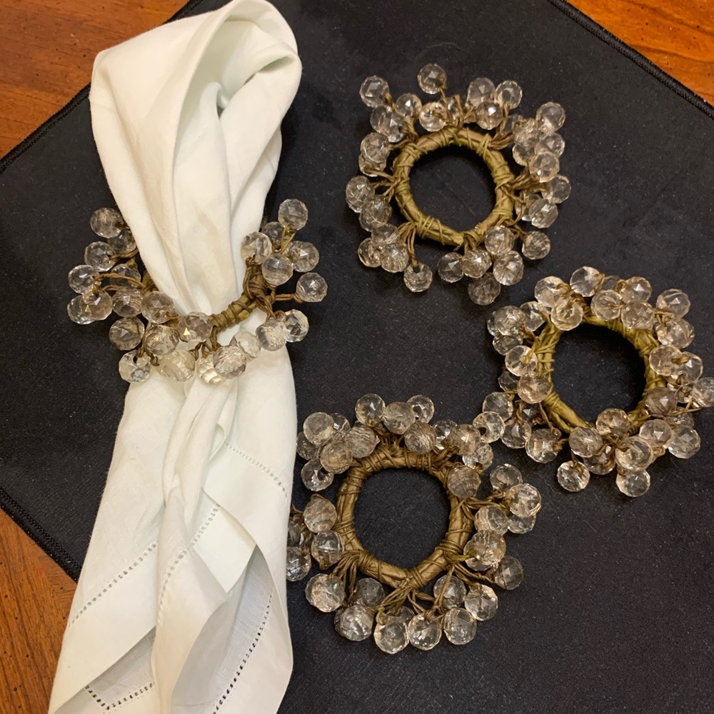 Beaded Wreath Napkin Rings Set of 4